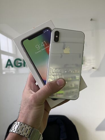 Apple iPhone: IPhone X, 64 GB, Ağ, Simsiz şarj, Face ID, Sənədlərlə