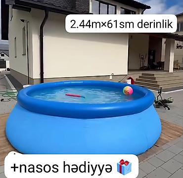 havuz intex: 🌊 Yayın sərinliyini evinizə gətirin! 2.44×61derinlik 🐬+nasos hədiyyə 🎁 — 1
