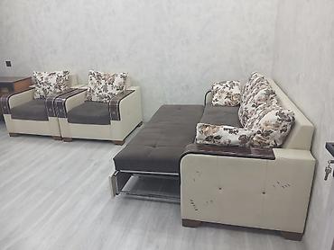 Комплекты диванов и кресел: Qonaq otağı üçün 3-lü dəst: divan + 2 kreslo - Rəng: krem + qəhvəyi — 5