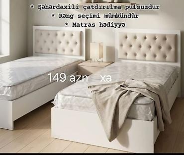ucuz servantlar: Mebel dəsti – yumşaq kapitone başlıqlı tək nəfərlik çarpayılar - — 1