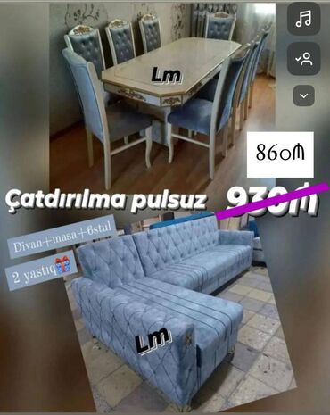 Ev üçün digər mebel: Divan + Masa Dəsti Sifarişlə hazırlanır ✨ Dəst qiyməti: 860₼ Divan