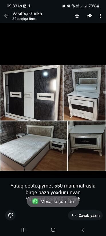 Divan və kreslo dəstləri: İkinəfərlik çarpayı, İşlənmiş