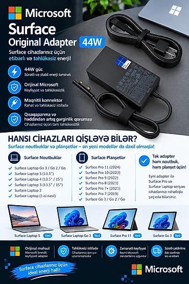 Qiymət 44w üçün nəzərdə tutulub 65w--75 Microsoft Surface Original