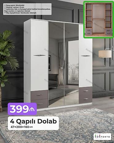 skaf: 4 qapılı paltar dolabı – modern və funksional dizayn Ölçü: 47 × 200 × — 1