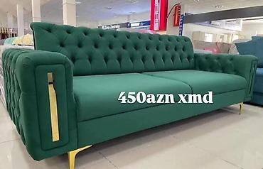 Divanlar: Tek divan – 450 AZN - Müasir dizayn: dərin kapitone tikişlər, qızılı — 40
