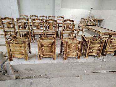 stol dəstləri: Rustik taxta yemək dəsti - Material: tam ağac (kəsilmiş taxta — 6