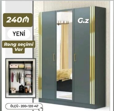 Dolablar: Açılan, 3 qapılı Düz dolab, Şifonyer