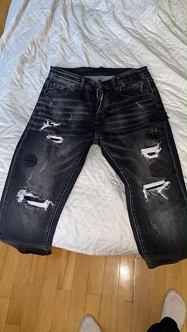 Qara yuyulmuş denim cins şalvar – kişi kəsimi - Rəng: tünd boz/qara — 1