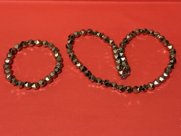 Bijuteriya dəstləri: Hematit daşlardan hazırlanmış bəzək dəsti - Tərkib: metalik parıltılı — 6