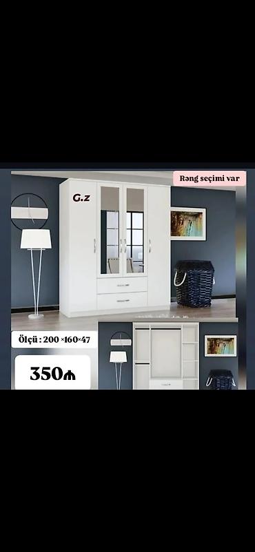 ağ qapı: Ağ rəngdə çox bölməli geyim dolabları 1) Model 1 - Ölçü: 200 × 160 × — 1