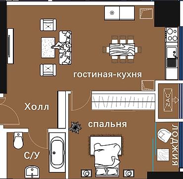 первоначально: 1 комната, 42 м², Южная Магистраль Элитка, 10 этаж, ПСО (под самоотделку) — 4