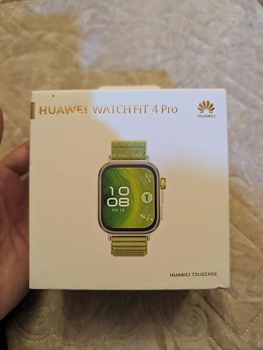 huawei smart: HUAWEI Watch Fit 4 Pro – yaşıl parakord/kumaş kəmərli model — 2