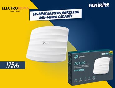 modemlər: 📡 TP-Link EAP225 AC1350 Wireless MU-MIMO Gigabit Ceiling Mount Access