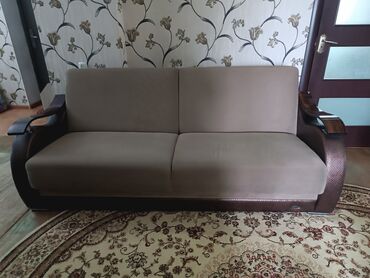 кожаная мебель из германии: Диван-кровать, цвет - Коричневый, Б/у