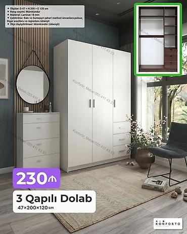 3 qapılı geyim dolabı Ölçülər: 47 × 200 × 120 sm Material: 18 mm lalafo.az -da 3 qapılı geyim dolabı Ölçülər: 47 × 200 × 120 sm Material: 18 mm