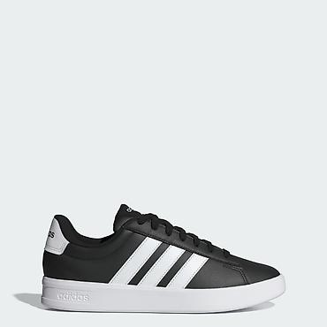супер модные кеды: Кроссовки adidas Grand Court Base 2.0 (черные с белыми полосками) - — 1