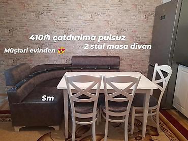 kunc divan metbex ucun: Mətbəx üçün künc dəsti: 2 stul + masa + künc divan - Komplekt: 1 ədəd — 1