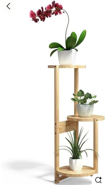 Bitkilər üçün dibçəklər: Taxta bitki stendləri və saksı dayaqları - Material: təbii ağac. Açıq — 2