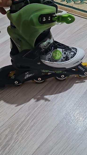 balaca rolikler: Uşaq üçün tənzimlənən inline konki (roller). - Rəng: yaşıl-qara — 1