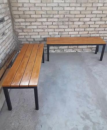 Ev və bağ: Dördbucaq masa, Skameykalar ilə, Metal — 7