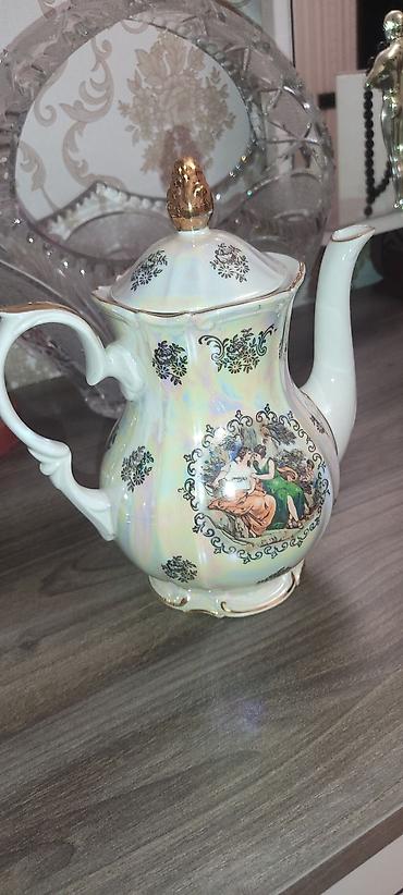 samovar 10 litr: Kofenni set 6 nəlbəki 6 fincan, süt qabı, çaynik və pesok qabı — 4