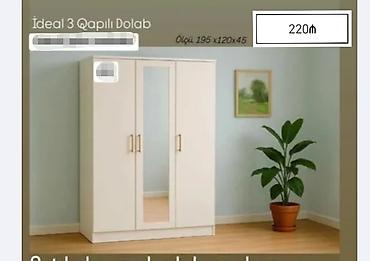 paltar dolablari: İdeal 3 qapılı dolab • Ölçü: 195 x 120 x 45 sm • Rəng: açıq krem/ağ — 1