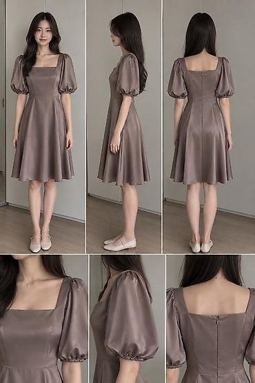 Вечернее платье, Короткая модель, Атлас, M, L