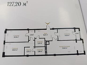элитка псо: 3 комнаты, 127 м², Орто-Сай с. Элитка, 6 этаж, ПСО (под самоотделку) — 3