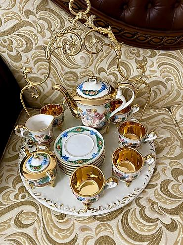 cay servis: Çay dəsti, rəng - Qızılı, Farfor, 6 nəfərlik, İtaliya — 2