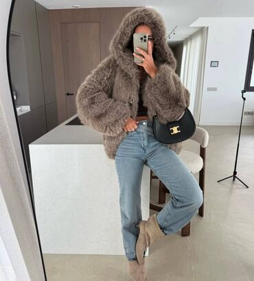 Krzneni kaputi: Sa postavom, Veštačko krzno, bоја - Siva — 5