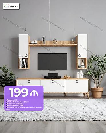 Televizor altlığı və asma divar modulları dəsti - Ölçülər: D 40 × H