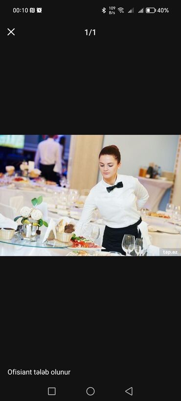 Gözəllik Salonları: Ofisiant tələb olunur, Restoran