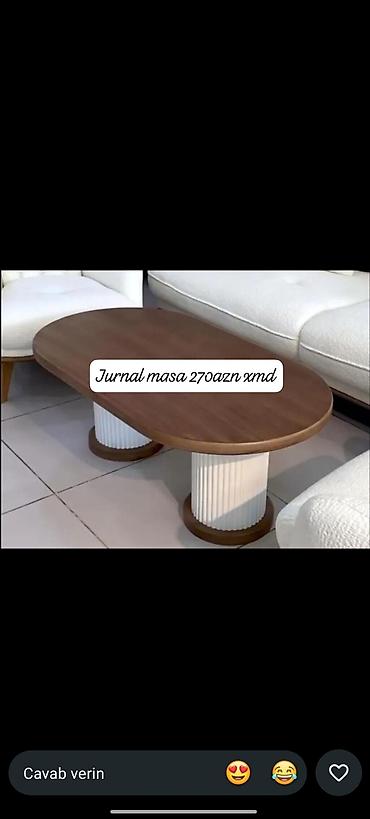 pismini stol: Jurnal masa – 270 AZN - Oval formalı, müasir dizayn - Təbii ağac — 1