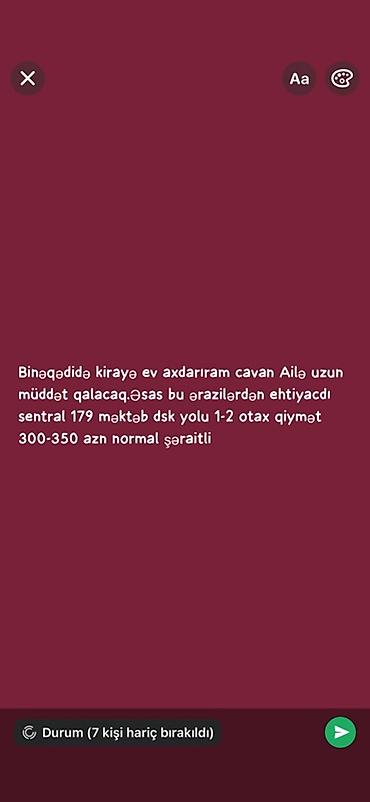 binəqədi: Binəqədidə kirayə ev axtarılır. Gənc ailə uzunmüddətli qalmaq istəyir — 1