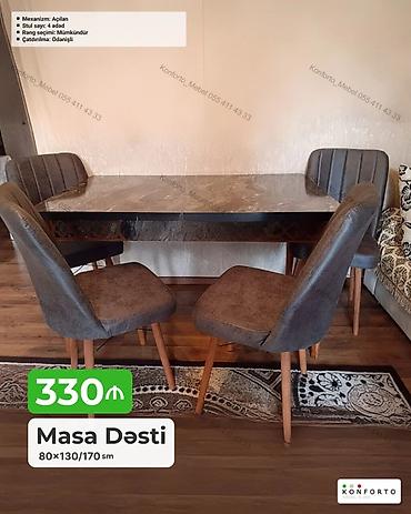 Masa Dəsti - Masa ölçüsü: 80×130/170 sm (açılan mexanizmli – uzadıla