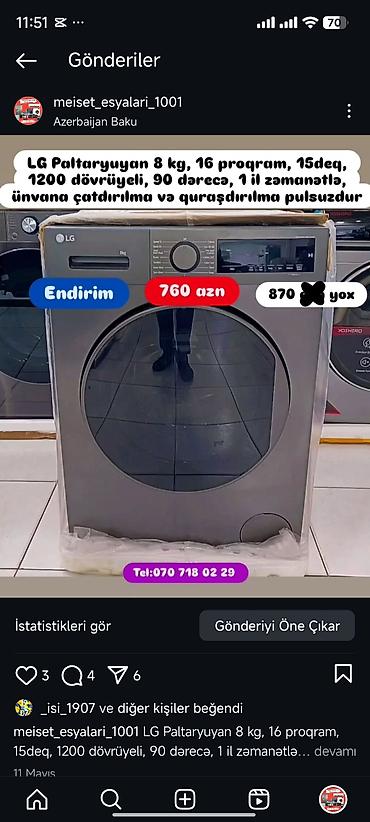 Paltaryuyan maşınlar: Paltaryuyan Anbardan satiş.Qimətlər aşagida qeyd olunub.Ünvana — 145