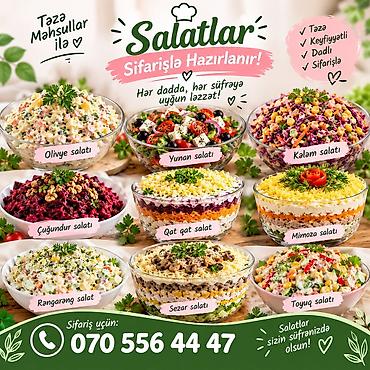 Temiz ve teze mehsullardan istenilen nov salatlar sifarisle