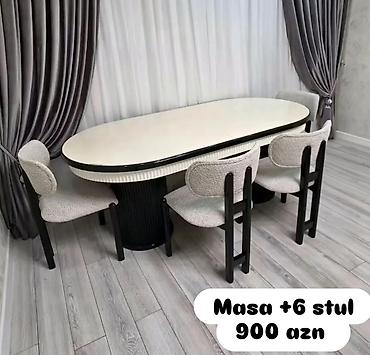 mdf panel: Qonaq otağı üçün, Yeni, Açılmayan, Oval masa, 6 stul — 1