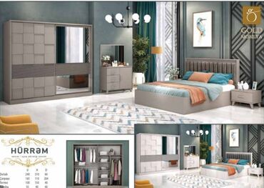 белая мебель для спальни: Двуспальная кровать, Шкаф, Трюмо, 2 тумбы, Турция, Новый
