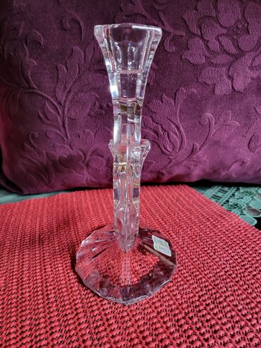 Ostali kućni dekor: Svecnjak nov kristal,led kristal 90te. Visina. 19/10cm — 8