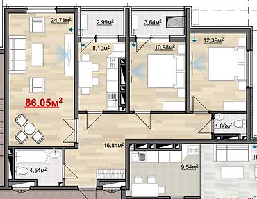 Продажа квартир: 3 комнаты, 86 м², ул. Лев Толстой Элитка, 12 этаж, ПСО (под самоотделку) — 2