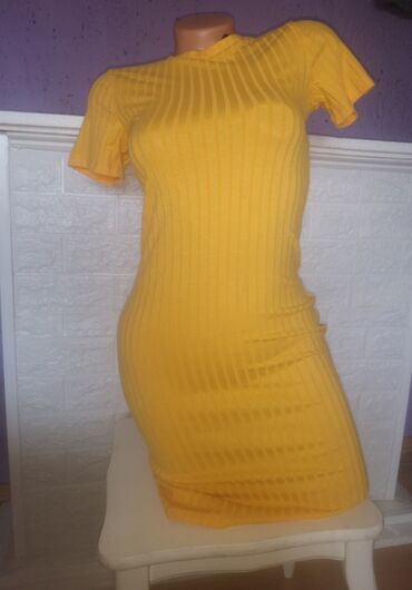 haljinica icine: 2XS (EU 32), bоја - Žuta, Drugi stil, Kratkih rukava