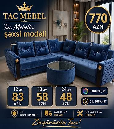 kunc divanlar 2019: Tac Mebel künc divanları – şəxsi modellər - Elegant dizaynlı L — 1