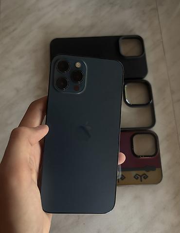 Apple iPhone: IPhone 12 Pro Max, Б/у, 128 ГБ, Pacific Blue, Чехол, 75 % — 1