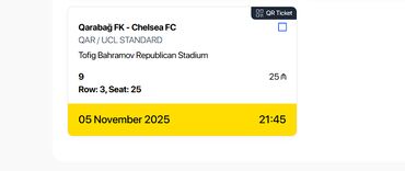 qarabağ ajax bilet satışı: Qarabağ Chelsea oyununa Bilet Bilet İticket transfer vasitəsi ilə