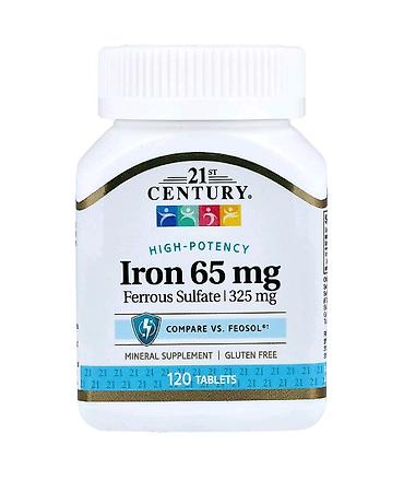 Məhsul: 21st Century Iron 65 mg (Ferrous Sulfate 325 mg) – yüksək