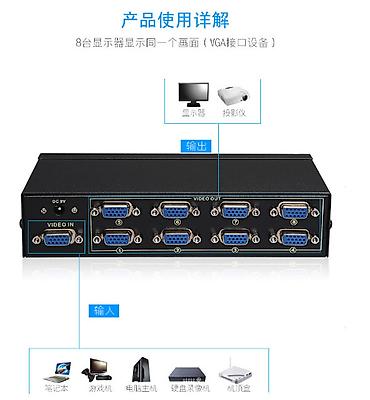 dtf printer: Разветвитель VGA FJGEAR FJ-2508A, 8-портовый - Тип: активный — 2