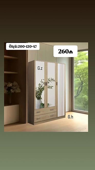 Üç qapılı geyim dolabı - Ölçü: 200 × 120 × 47 sm (hündürlük × en ×