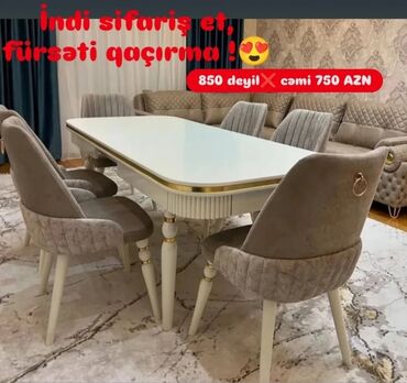 Masa və oturacaq dəstləri: Qonaq otağı üçün, Yeni, Açılmayan, Dördbucaq masa, 6 stul -da lalafo.az — 14 Masa və oturacaq dəstləri: Qonaq otağı üçün, Yeni, Açılmayan, Dördbucaq masa, 6 stul — 14