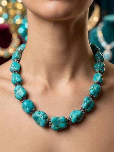 ara: 💎 Satılır – Təbii Firuzə Daşlı Antikvat Boyunbağı 💎 Təxminən 60-65 — 1